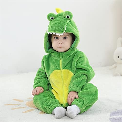 Unisex Baby Flannel Romper with 3D Hood and Cartoon Design