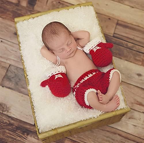 Vomdrok Newborn Boy Crochet Gloves Pants Set
