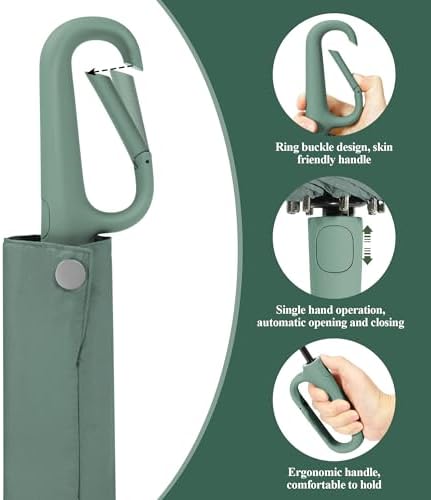 QWB TUMAAOTU Folding Travel Umbrella with Carabiner Clip