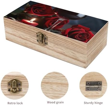 Red Wine Rose And Candle Wooden Storage Box 1