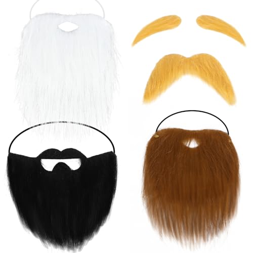 BOARDFEB Yellow Fake Beard Mustache Eyebrows Halloween Costume Accessory