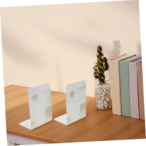 SHOWERORO 2pcs Metal Bookends for Heavy Books and Desk Organization