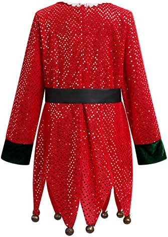 IMEKIS Girls Christmas Elf Costume with Hat and Stockings