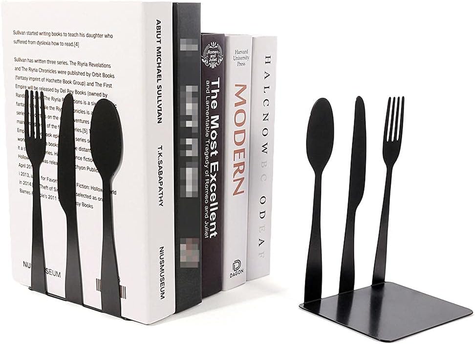 Pissente Cookbook Bookends 2 pcs Metal Book Stoppers