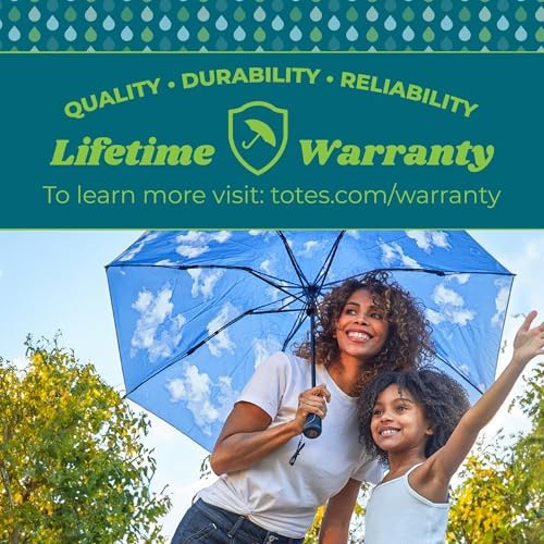 Totes Reverse Close Folding Inbrella with Auto Open Close Windproof Black