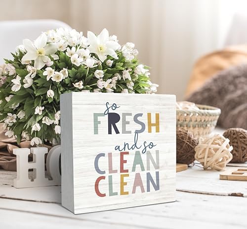 SRADMO Kids Bathroom Quote Wood Box Sign Decor