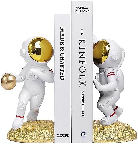 UREYMX Astronaut Bookends Gold Heavy Duty