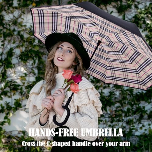 Inverted Reverse Umbrella with C-shaped Handle for Rain