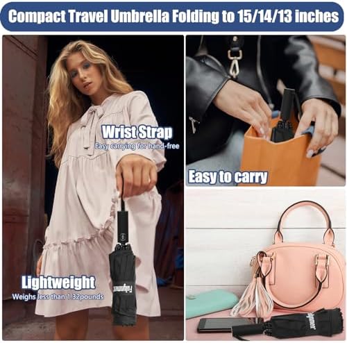 Fulynmen 62 Inch Windproof Travel Umbrella with Auto Open Close