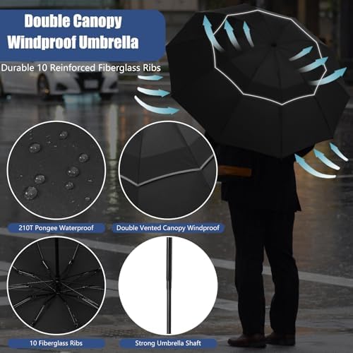 Fulynmen 62 Inch Windproof Travel Umbrella with Auto Open Close