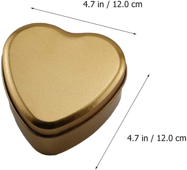 12Pcs Heart Shaped Gold Candy Tins with Lid
