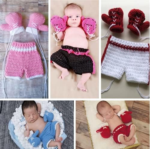 Vomdrok Newborn Boy Crochet Gloves Pants Set