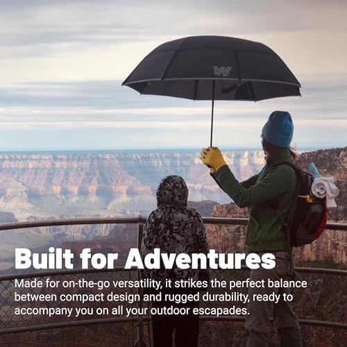 Weatherman Collapsible Windproof Travel Umbrella - 55 MPH Resistant Navy Blue