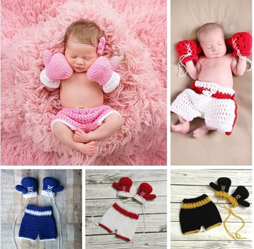 Vomdrok Newborn Boy Crochet Gloves Pants Set