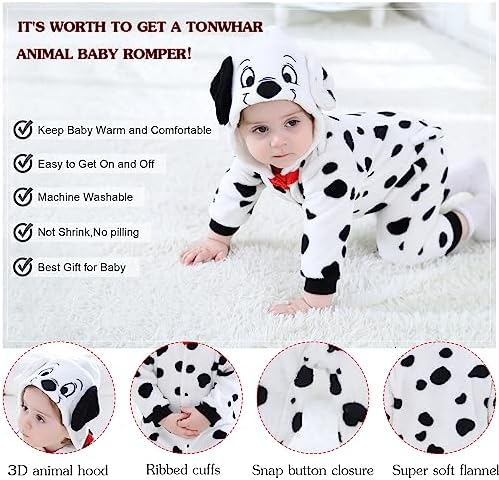 TONWHAR Winter Hooded Romper for Babies and Toddlers