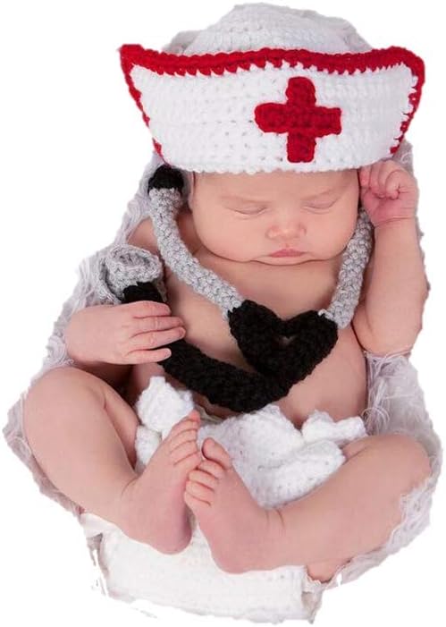 Matissa Newborn Baby Doctor Nurse Costume Hat and Outfit