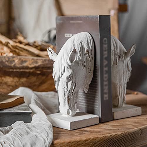Creative Resin Bookend with Horse Sculpture Retro Design White 81x41x96 Inch