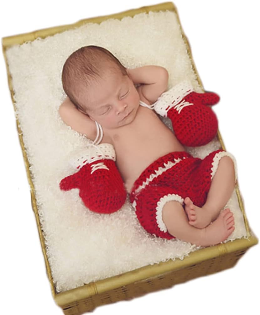 Vomdrok Newborn Boy Crochet Gloves Pants Set