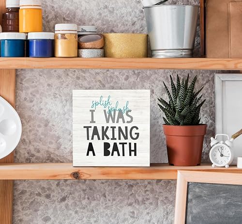 SRADMO Splish Splash Bathroom Wood Box Sign Decor