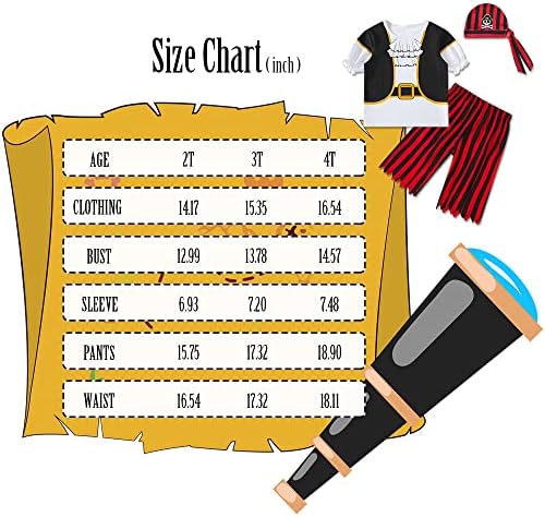 LENSOUS Pirate Costume Set for Baby Boys Girls