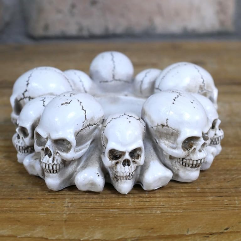Skulls Candle Holder - Gothic Resin Statue White Medium 1