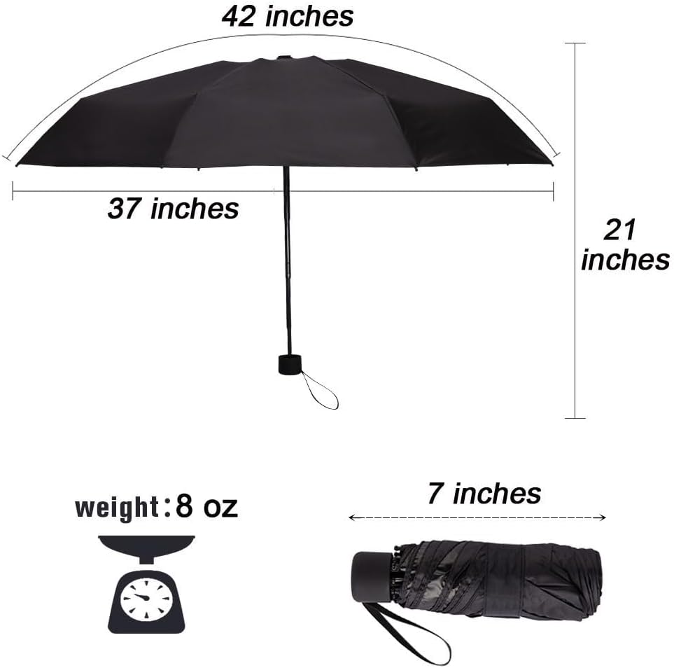 Goothdurs Mini Travel Windproof Umbrella - Compact Lightweight Sun Rain Protection