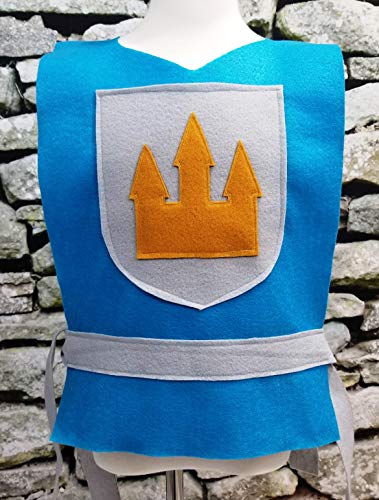 Medieval Knight Aqua Blue Costume Tunic for Kids Teens