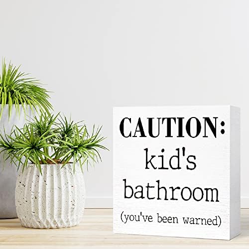 Funny Kids Bathroom Wood Block Sign 5x5x11 1
