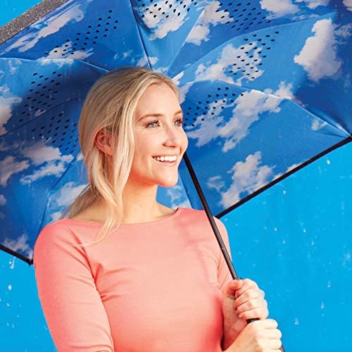 Totes InBrella Reverse Close Umbrella - Auto Close Stormproof Dripless