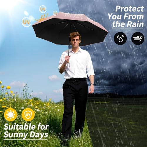 Yoobure Windproof Travel Umbrella with Wooden Handle