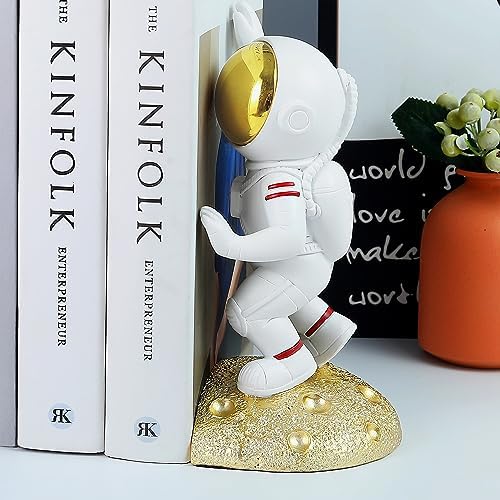 UREYMX Astronaut Bookends Gold Heavy Duty