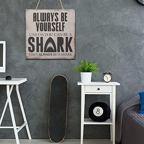 Wonbye Shark Wooden Sign with Sayings Boys Room Wall Art