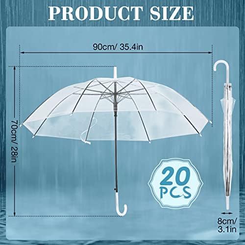 Saintrygo 20 Pack Clear Wedding Umbrellas with J Hook Handle 1