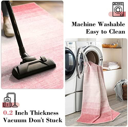 Wonnitar Washable 3x5 Area Rug Pink