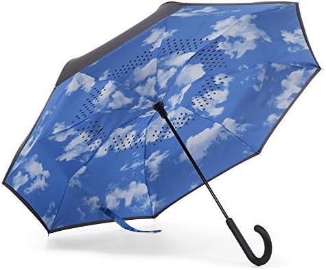 Totes InBrella Reverse Close Umbrella - Auto Close Stormproof Dripless