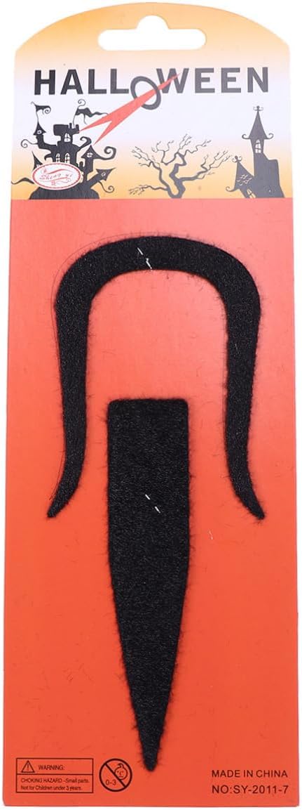 Healvian 2Pcs Black Fake Mustache and Beard for Halloween Costume