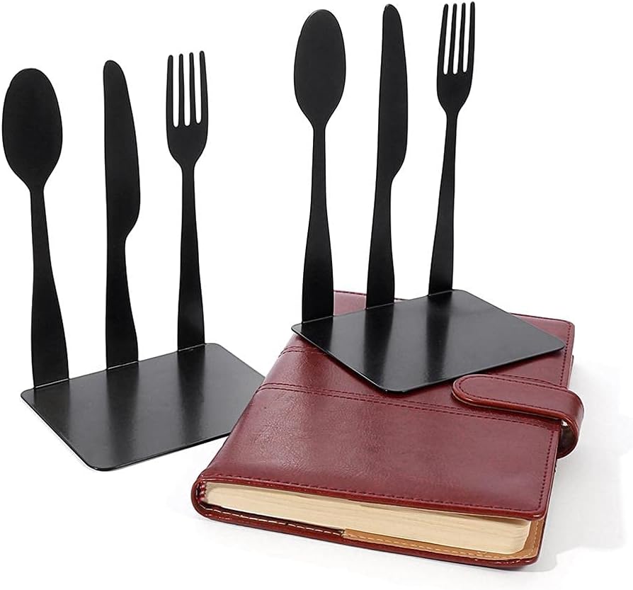 Pissente Cookbook Bookends 2 pcs Metal Book Stoppers