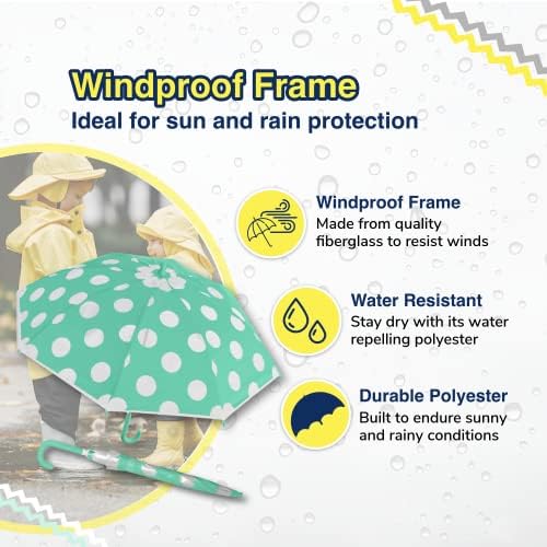 The Weather Station Kids Stick Umbrella with 32 Inch Arc Coverage