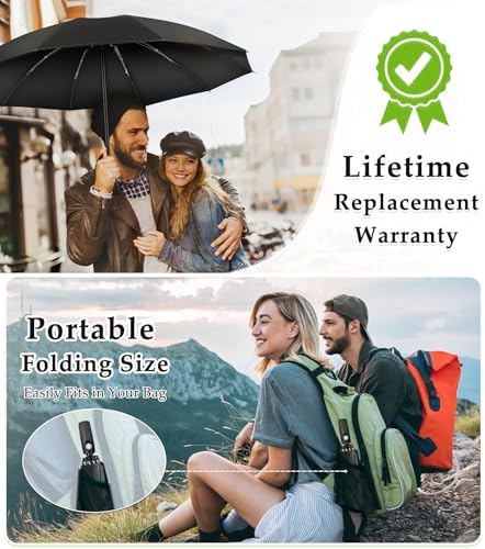Bachdomc Inverted Windproof Umbrella for Travel and Weather Protection