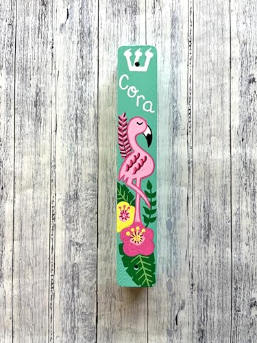 Lea Joelle Flamingo Mezuzah with Name 1