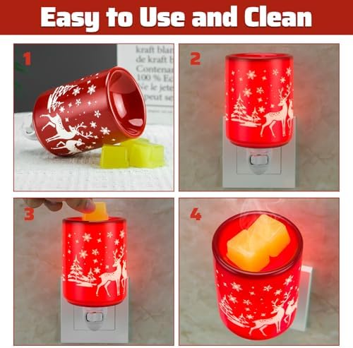 STAR MOON 2 in 1 Fragrance Wax Melter Night Light with Red Reindeer