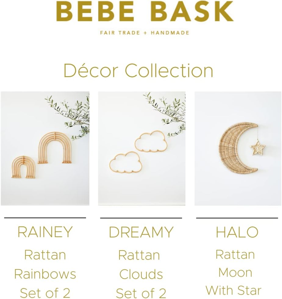 Handmade Rattan Moon Wall Decor with Stars