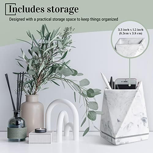 Marble Style Decorative Book Ends for Shelves White
