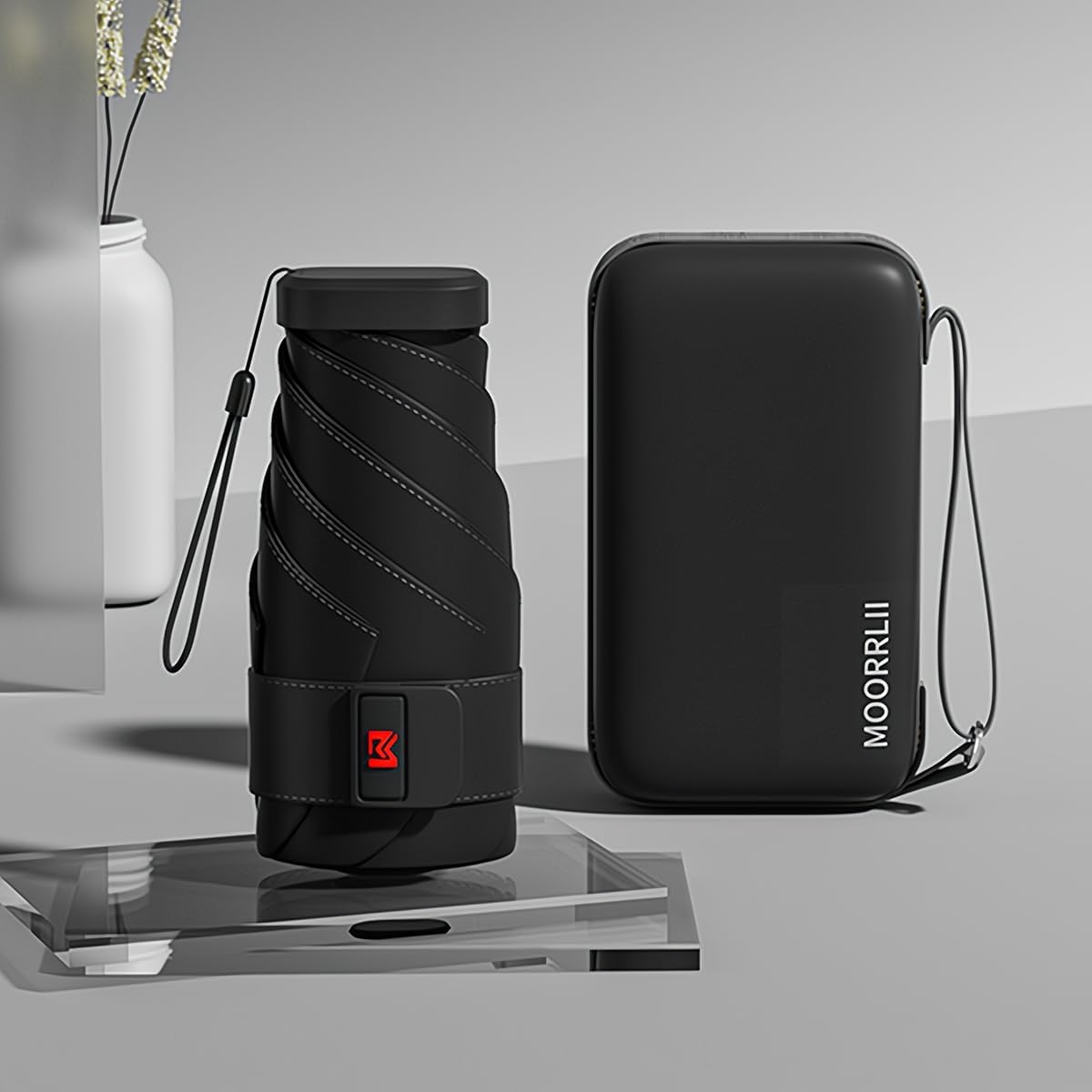 Moorrlii Mini Travel Folding Umbrella - UPF 50 Sun Rain Protection