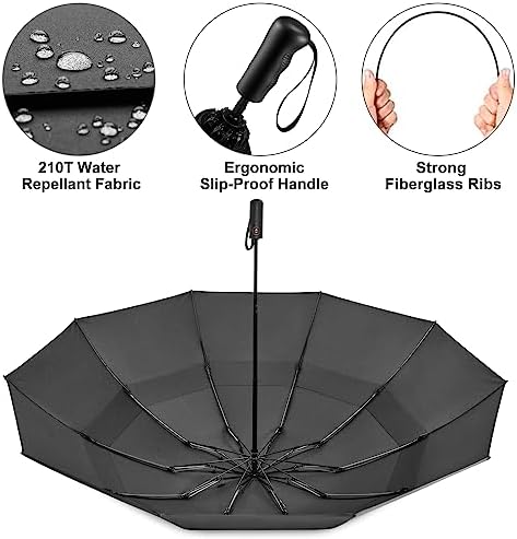 G4Free 46 Inch Windproof Travel Umbrella with Auto Open Close