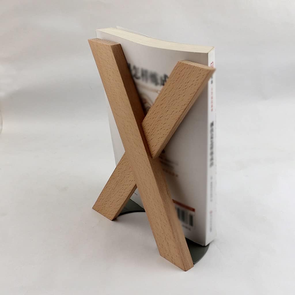 Wooden Bookend X-Shape Desk Decorative Bookends Unique Office Bookend