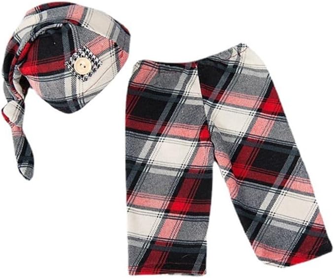 Vomdrok Newborn Baby Gentleman Lattice Hat and Pants Set