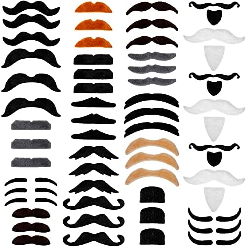 Jexine 100 Pcs Self Adhesive Fake Mustaches 20 Styles