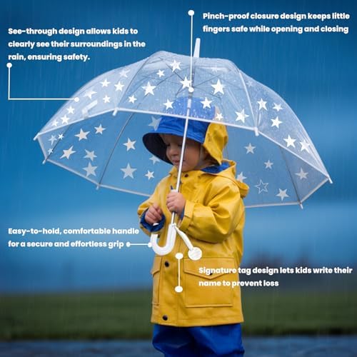 Baraida Kids Clear Dome Bubble Umbrella with Easy Grip Handle