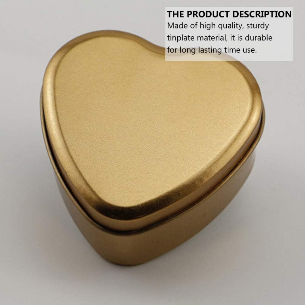 12Pcs Heart Shaped Gold Candy Tins with Lid
